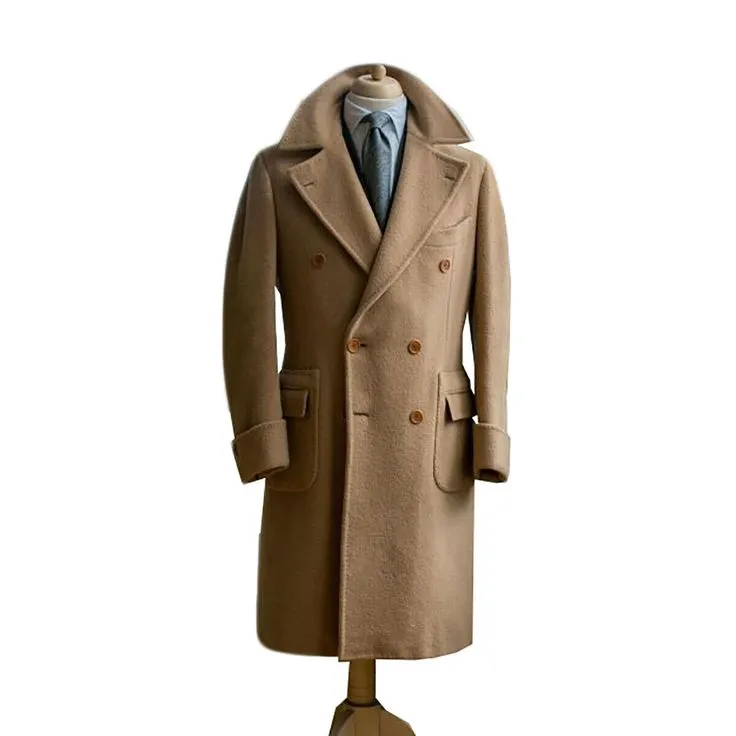Men's wool overcoat formal outerwear premium lining